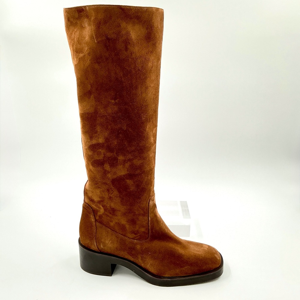 Stuart Weitzman Size 10 Knee High Boot Brown Suede Square Toe NEW Soho $795